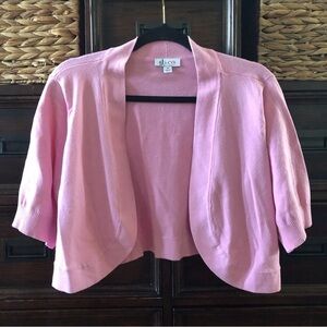 Denim & Co pink cotton blend knit short cardigan in size 1x